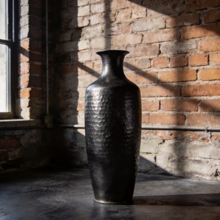 Industrial Black Matte Metal Cylinder Decorative Vase