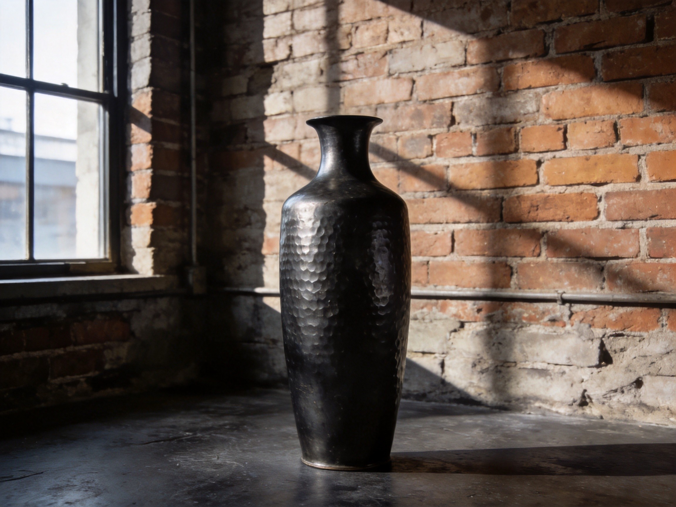 Industrial Black Matte Metal Cylinder Decorative Vase