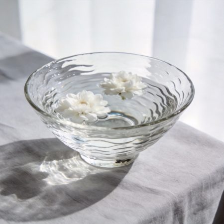 Clear Water Wave Texture Glass Bowl Decorative Vase